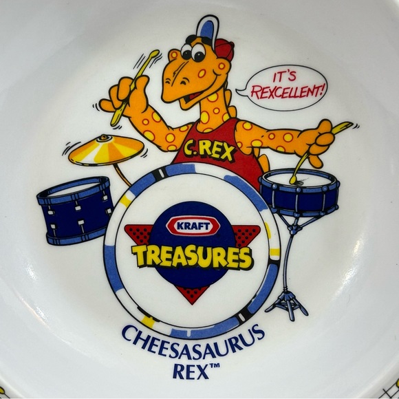 VINTAGE 1987 Anacapa Kraft Macaroni & Cheese Cheesasaurus Rex White Kids Bowl. - Picture 2 of 4